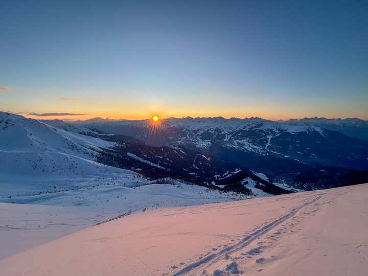 Sonnenuntergang, gesehen vom Glockturmkamm auf der anderen Talseite